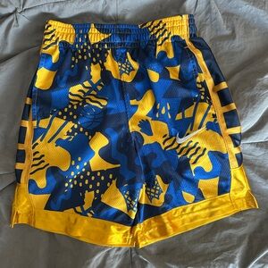 Nike Boys Medium Blue and Yellow Athletic Basketball Shorts.